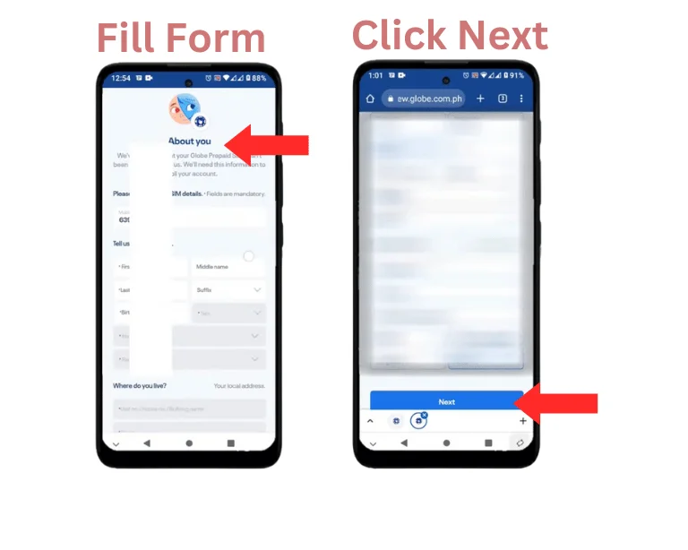 Fill information in Form